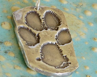 Large Military style dog tag - Paw print Necklace - Fingerprint jewelry - 24mm x 40mm - Deceased Pet