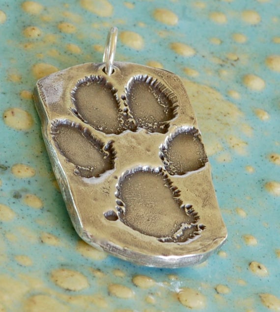 Large Military style dog tag - Paw print Necklace - Fingerprint jewelry - 24mm x 40mm - Deceased Pet
