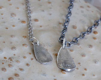 His and Her Fingerprint Jewelry - Firefighter and Spouse Fingerprint Necklace - Fingerprint Jewelry