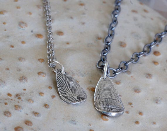 Father's Day Gift - Custom Gift for Her - Mom gift - Grooms gift - fingerprint jewelry - Firefighter wife - Couples Necklace - dad and me