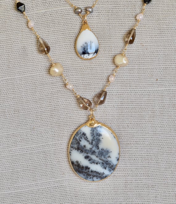 Dendrite Opal Necklace - opal necklace - one of a kind opal necklace - tree like markings necklace - dainty necklace - layering necklace