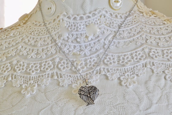 Custom gift for her - mom gift - Silver Locket - Heart Locket - Angel wing locket - sterling silver locket -  unique sympathy gift