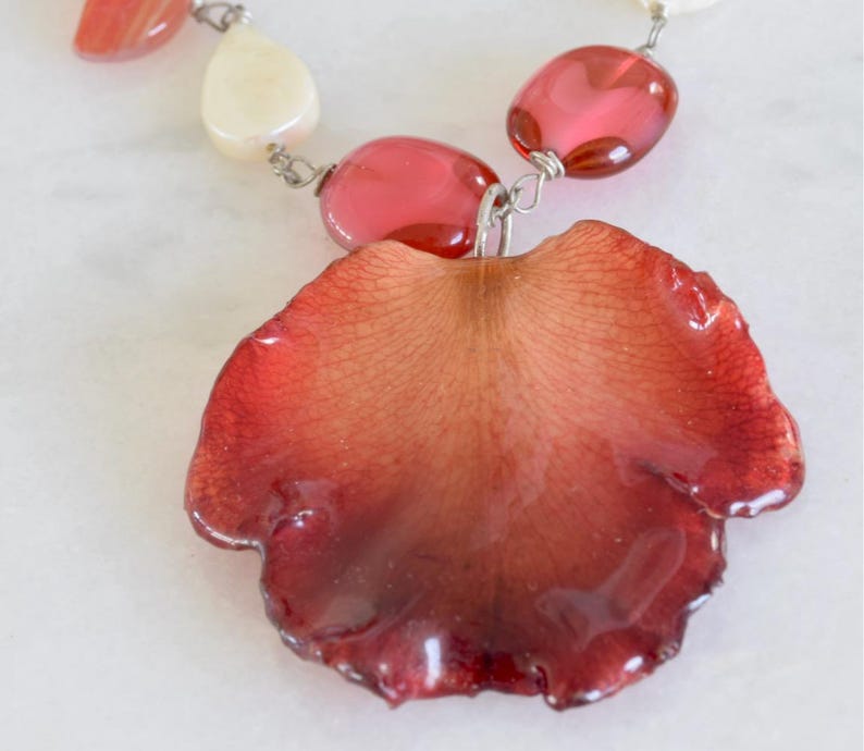 Rose Petal Necklace Real Rose Petal Necklace Red Rose Petal Necklace