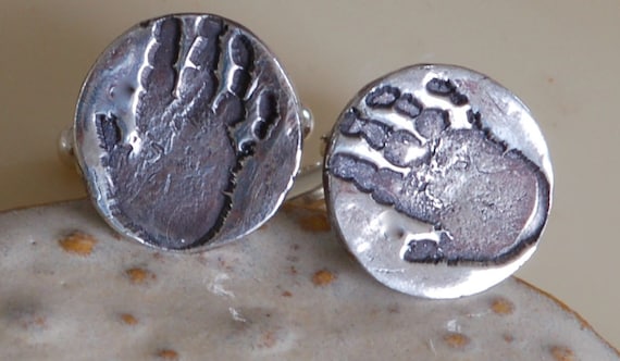 New Dad - Fathers Day Gift - Newborn Handprint Cufflink - Fingerprint Jewelry - Newborn Jewelry - Dad Gift - New Dad Gift - New Parent Gift