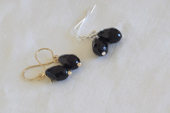 Black Crystal Teardrop Earring - crystal drop - drop earring - black earring- simple drop earring