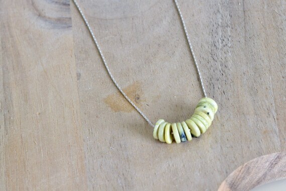 Yellow Turquoise Disc Necklace - turquoise necklace - disc necklace - simple necklace - minimalist necklace - stone necklace - dainty neckla