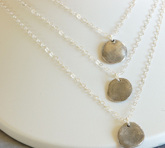 2 Thumbprint Pendants Necklaces -  finger print pendants