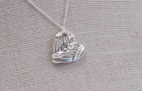 Remembrance Jewelry - Fingerprint Jewelry - Angel Wing Heart Pendant - baby footprint necklace