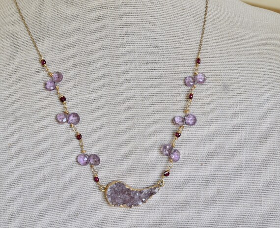 Lavender Angel wing Druzy necklace - druzy necklace - Amethyst necklace - purple necklace - February birthstone - ruby and amethyst gift