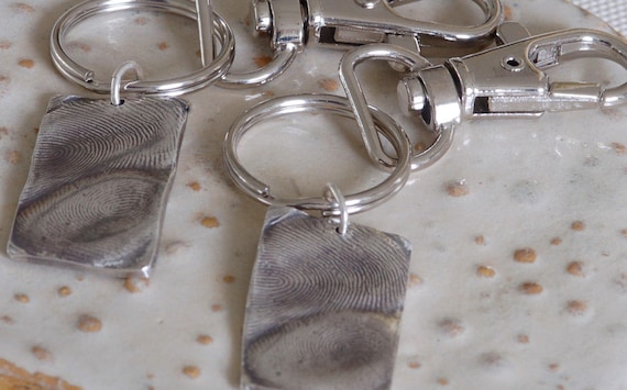Daddy and Me Key chain - Wedding Gift - Valentines Gift - Love Birds - Anniversary - Parent & Child Fingerprint Jewelry - Couple Jewelry