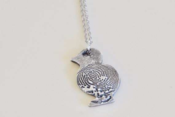 Fingerprint Chick Charm - My Little Chickadee - fine silver fingerprint chick charm - chick charm - Easter gift - memorial gift - chickadee