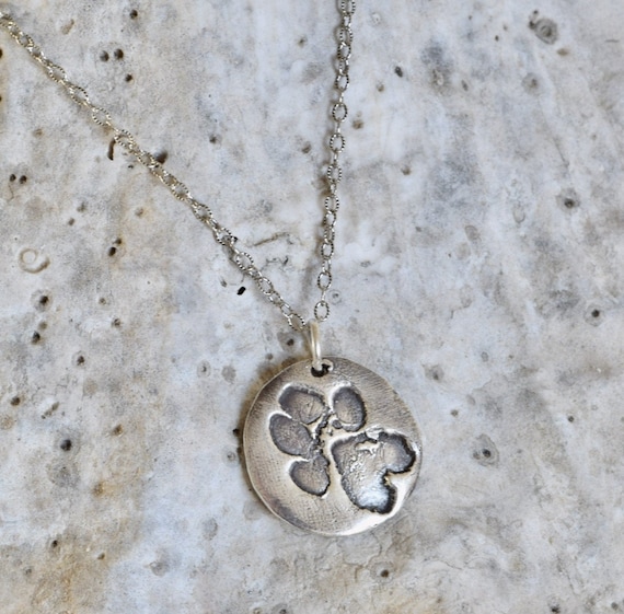 Silver Paw Print Charm Necklace - Pet Print Charm - Dog paw charm - Paw Print Necklace - Small Paw print Necklace - Pet Jewelry - Paw Pad