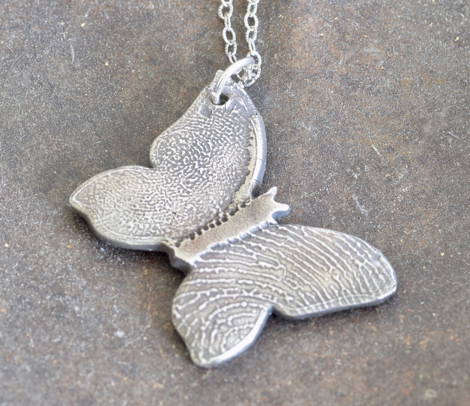 Fingerprint Butterfly Necklace Butterfly Necklace Sympathy Etsy