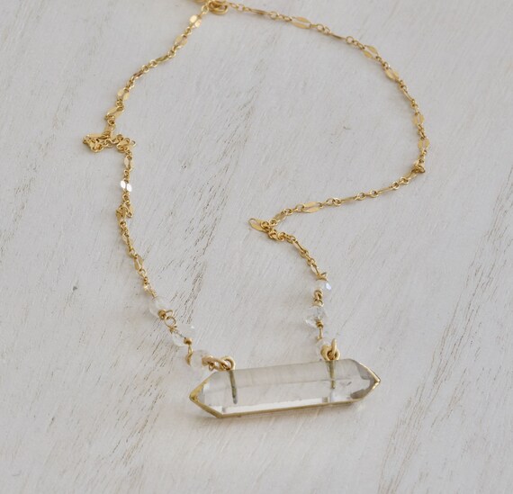 Bullet Necklace - Crystal necklace - clear quartz necklace - crystal quartz necklace - layering necklace - statement necklace