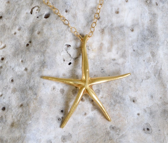 Starfish Necklace - gold starfish necklace - dainty starfish necklace - gold necklace - ocean themed jewelry - beach life necklace