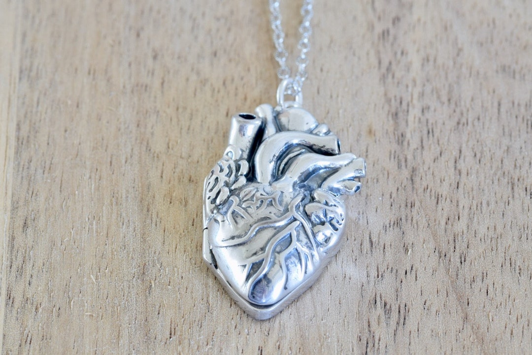 Doctor Locket Sterling Silver Anatomical Heart Locket: Fingerprint Insert, Doctor ...
