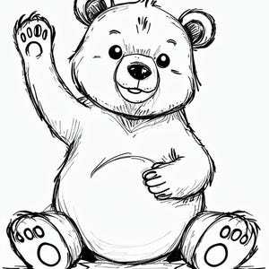 Orso SVG, orsetto del cuore svg, orsetto di peluche svg, orso che saluta svg, orso carino, orso sorridente, orso dei cartoni animati, orso coccoloso, orso adorabile