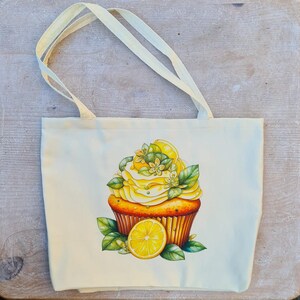 Sac shopping fait main en coton et citron, tissu issu de sources zéro déchet