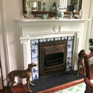 Ceramic Fireplace Tiles Blue Delft Design Ceramic Tile 6&quot; x 6&quot; set of 6 Wind Mill Boat House Kiln Fired Nautical