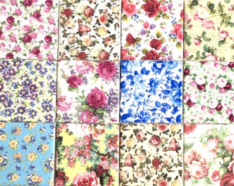 Ceramic Etsy Mosaic vintage Chintz 12 pack Kiln Fired Ceramic Tiles for Party Coasters or Installation A