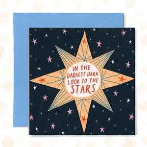 Darkest Dark Greetings Card, motivierend Zitat Karte, positive Nachrichtenkarte