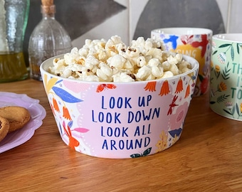 Look Up Look Down Ceramic Bowl, Snack Bowl, Nibbles, Patterned Ceramic Homeware, Small Serving Bowl, Cereal Bowl, Gift for Her