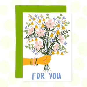 Pour vous, carte de voeux, bouquet de fleurs, bouquet de fleurs, carte de voeux, carte de remerciement, message personnalisé