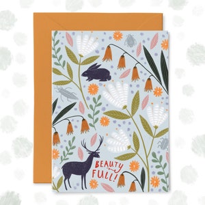 Beauty Full Greetings Card, Positive Nachricht Karte, Natur Illustration, Liebeskarte, Best Friend Karte, Nur weil, leere Karte