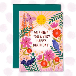 Beautiful World Happy Birthday Card, Greetings Card, Birthday Wishes, Floral Card, Nature Happy Birthday image 1