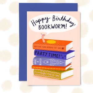 Happy Birthday Bookworm Greetings Card, Book Lover, Card for Reader image 1