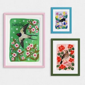 Art Poster Bundle - 12 designs to choose from, British Garden Birds, Set of 2 3 or 4 Prints, Gallery Wall, Gift for gardener, gift for mum