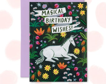 Magical Unicorn Happy Birthday Card, Children's Gift