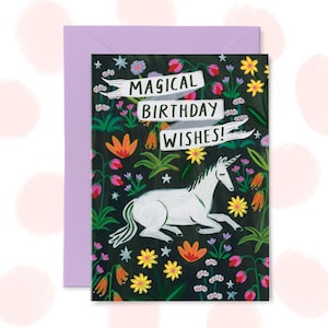 Magical Unicorn Happy Birthday Card, Card for kids,