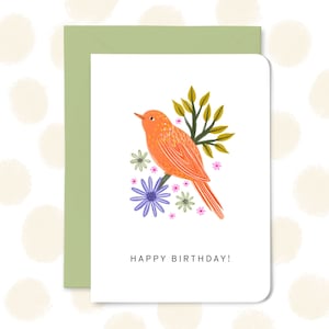 Carte de joyeux anniversaire doiseau, carte de vœux, cadeau danniversaire, amoureux des oiseaux, carte nature illustrée image 1