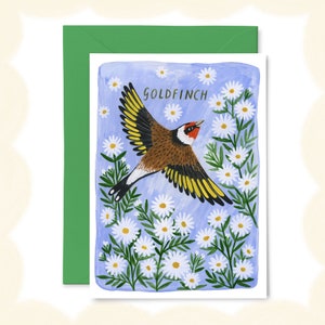Stieglitz Grußkarte, britische Gartenvögel, Wildtiere, Frühlingsthema, Geburtstagskarte