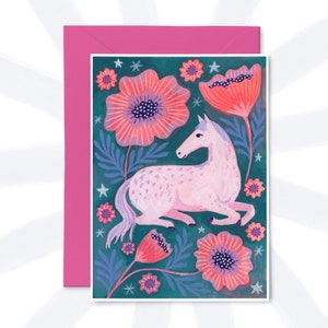 Carte de voeux fleurs de la taille d'un cheval, nature magique, voeux de tous les jours, carte de correspondance