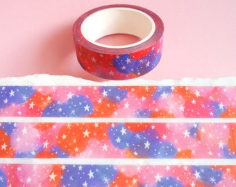 Bright Stars Washi Tape - Pink and Blue, Stars Stationery, Celestial Washi Tape, Galaxy