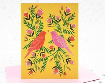 Lovebirds Greetings Card, anniversary card, wedding card, card for girlfriend, card for boyfriend,