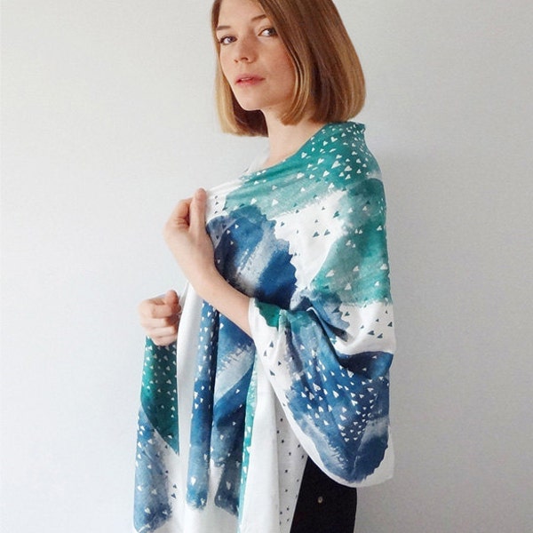 Little Lovers Hand Printed Scarf - Blue