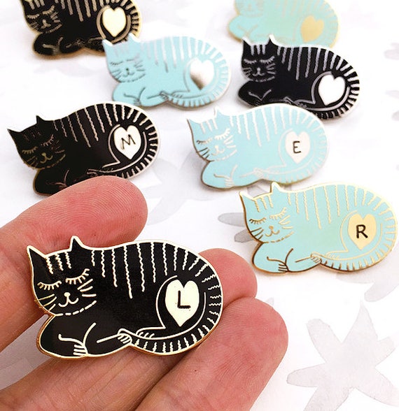 Personalised Sleepy Cat Enamel Pin Badge | Etsy