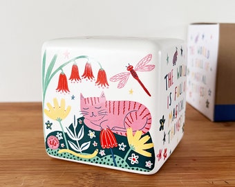 Children's Money Box - The World is Full of Magical Things, Ceramic Piggy Bank, New Baby Gift