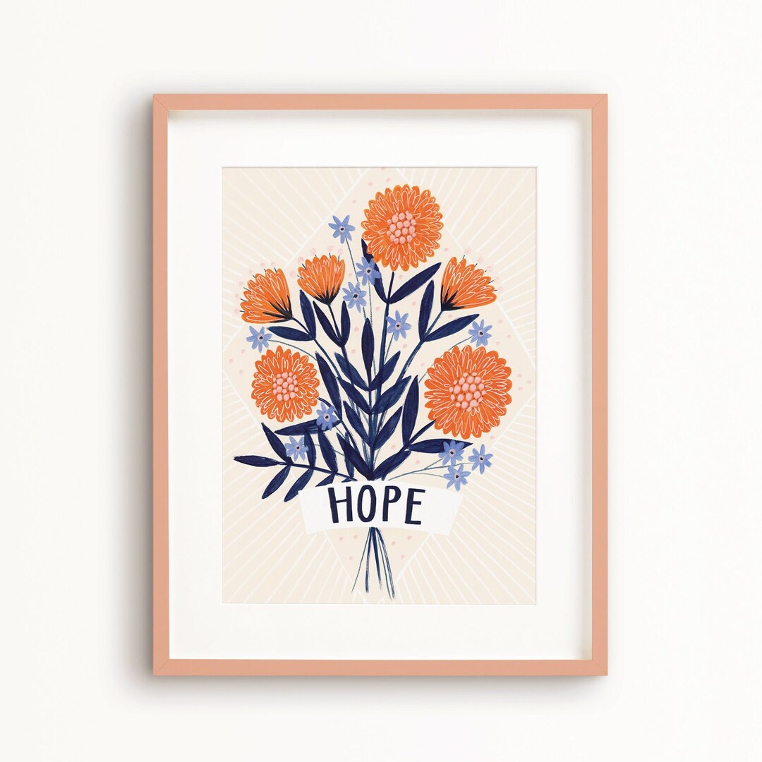 Hope Floral Art Print: Botanical Gallery Wall Decor - Etsy