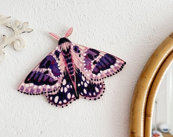 Wooden Moth Wall Decoration - Purple, Maximalist Home Decor, Insect Ornament, Nature Lovers Gifted, Artful Cottagecore, Moth Art Oddity