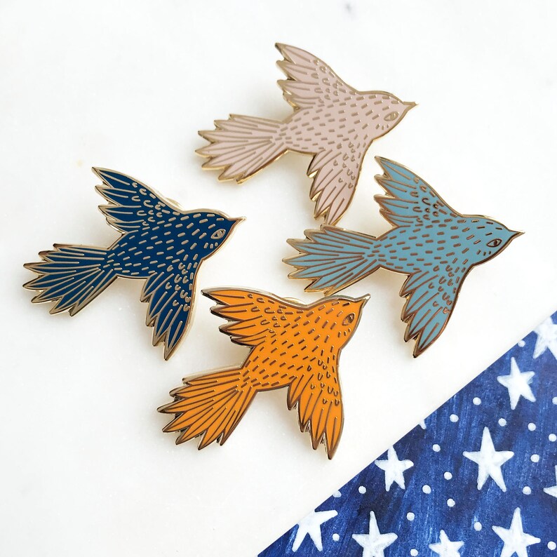 Flying Bird Enamel Pin Badge Lapel Pin Ornithology | Etsy