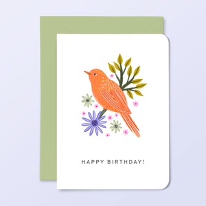 Summer Bird Happy Birthday Card, Birding Gift, Greetings Card, Birthday Gift, Cute Card for Mum