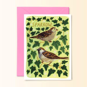 Sparrow Bird Card, British Garden Birds, Nature Lover Card