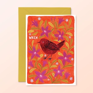 Carte de voeux troglodyte, oiseaux du jardin britannique, carte pour lettres, cadeau nature, carte d'anniversaire pour maman