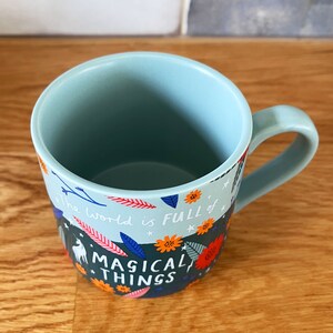 Teal Green Ceramic Mug The World is Full of Magical Things, Teal Green Homeware, Unicorn Drinkware, Coffee Mug image 3