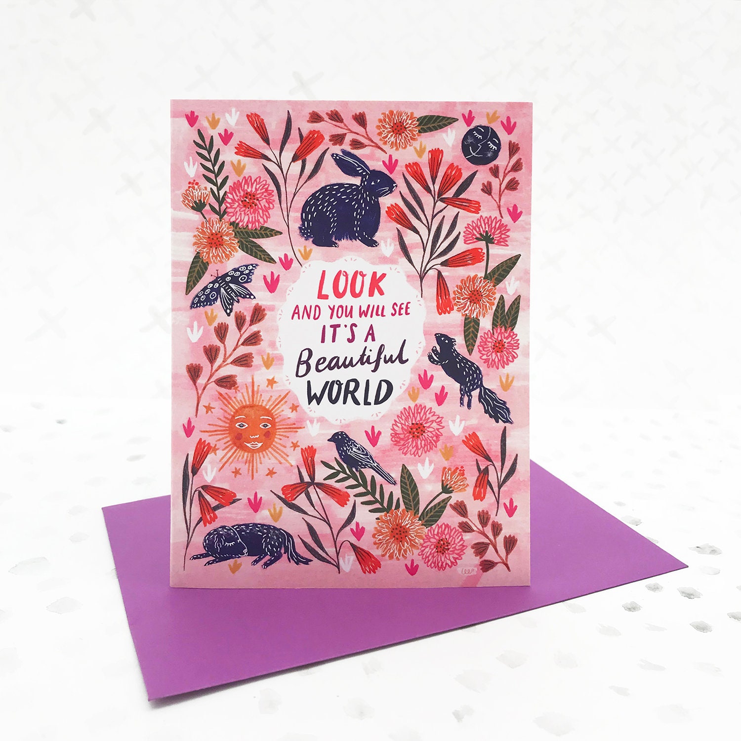 Beautiful World Greetings Card, just because card, birthday card,  friendship card