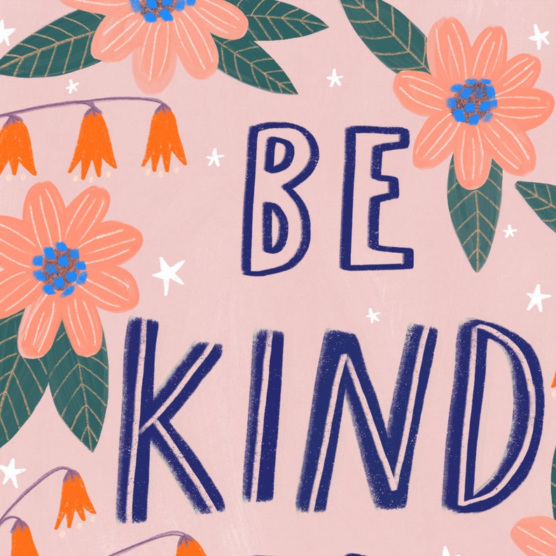 Be Kind to Yourself Art Poster, Quote Art Print, Eclectic Wall Art, Pink Home Decor, Mindfulness, Mental Health, A5 A4 image 4